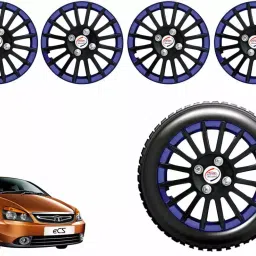 Auto Pearl CBB27 R14 35.56 cm (14 Inch) Press Type Wheel Hubcap with Retention Ring Glossy Black Blue Wheel Cover for Tata Indigo CS (Set of 4)-picture-32