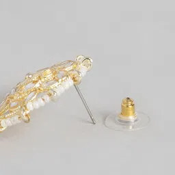 Peora White Gold-Plated Kundan Studded Dome Shaped Jhumkas Earrings image 5