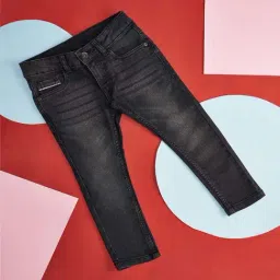 Pantaloons Junior Kids Black Tapered Fit Jeans-image-79