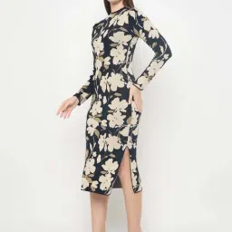 Madame Black Regular Fit Floral Print Dress image 3