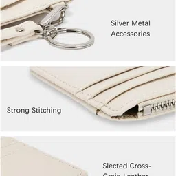 vogard Small Wallet for Women RFID Leather Credit Card Holder Slim Wristlet Keychain Wallet with Zipper Pocket (Snow White)… image 3