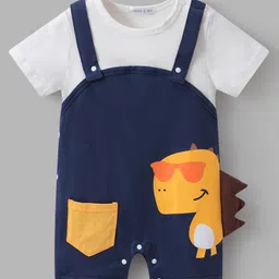 Mark & Mia Half Sleeves Cotton Romper With Dino Print - Navy Blue & White-picture-20