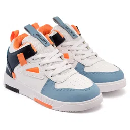 Asian Colour Blocked Sneakers - White Sky Blue & Orange-image-62
