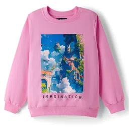 Pine Kids Cotton Knit Full Sleeves Sweatshirt with Imagination Graphic - Pink-picture-16