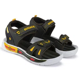 BERSACHE Colour Blocked Velcro Closure Sandals - Black-picture-24