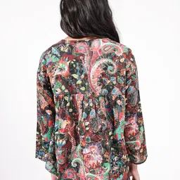 RAREISM Women Floral Printed Straight Fit High-Rise Trousers-image-34