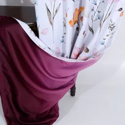 Aura White & Pink Set of 2 Floral Black Out Window Curtain image 3