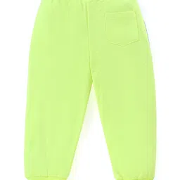 Babyhug Cotton Full Length Lounge Pant Text Print - Lime Green image 2