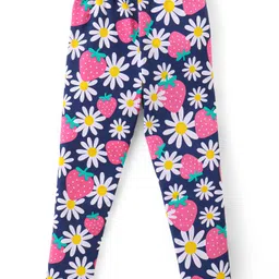 Babyhug Cotton Lycra Knit Full Length Leggings With Polka Dots & Floral Print Pack Of 3 - Multicolor image 2