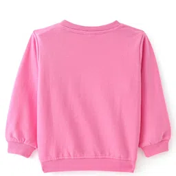 Babyhug Cotton Knit Full Sleeves Sweatshirt With Heart & Text Print - Pink image 2