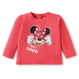 Babyhug Disney Single Jersey Knit Full Sleeves Night Suit with Minnie Mouse Graphics - Red image 2