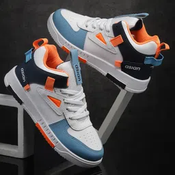 Asian Colour Blocked Sneakers - White Sky Blue & Orange image 3