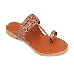 STYLE SOCIO FASHIONS Women Leather Ethnic Embellished One Toe Kolhapuri Flats-picture-18