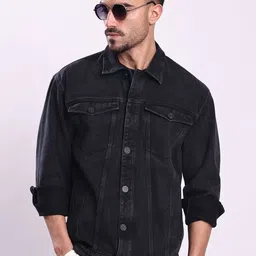 Bene Kleed Men Spread Collar Graphic Casual Denim Jacket-picture-28