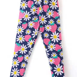 Babyhug Cotton Lycra Knit Full Length Leggings With Polka Dots & Floral Print Pack Of 3 - Multicolor image 3