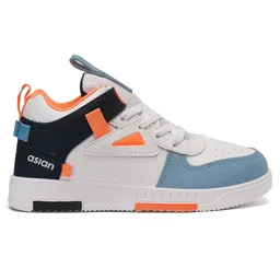 Asian Colour Blocked Sneakers - White Sky Blue & Orange image 4