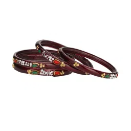 Somil Elegant Combo Glass Bangle Set | Handmade Traditional Chudi For Women | Perfect For Daily & Occasion Use, Combo Of 2 Set, Maroon image 4