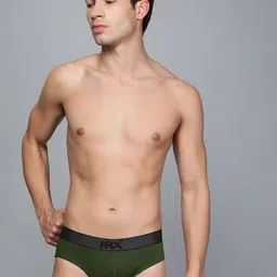 HRX by Hrithik Roshan Pack Of 2 Pure Cotton Basic Briefs HRX_BRF_003_DGN/BLK/_2PC-DK GREEN image 4