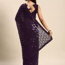 DIVASTRI Women Embellished Sequinned Pure Georgette Saree image 3