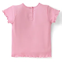 Babyhug Single Jersey Knit Floral Printed Dungaree with Half Sleeves Inner Tee - Pink & White image 4