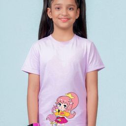 NUSYL Girls Graphic Printed Round Neck Cotton T-shirt-picture-12