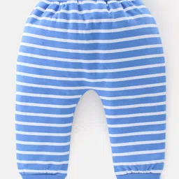 Babyhug Cotton Full Length Diaper Pants Stripes & Dino Print Pack Of 3- Red Blue & White image 5