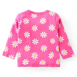 Babyhug 100% Interlock Cotton Knit Full Sleeves Front Open Vests with Polka Dots & Floral Print Pack of 3 - Yellow & Pink image 5