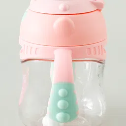 fab n funky Tritan Straw Sipper with Twin Handle 300 ml - Pink| Hygienic Flip Straw Cap| Leak Proof| BPA Free| for Infants & Toddlers| Water Bottle| Silicone Straw| Training Cup for Boys & Girls| Weighted Straw image 5