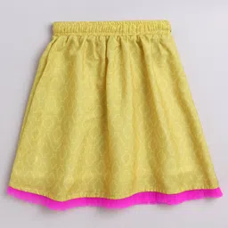 Many frocks & Rayon Woven Sleeveless Floral Hand Embroidered & Gota Lace Embellished Lehenga Choli With Dupttta Set - Pink & Yellow image 5