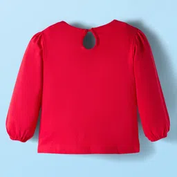 Babyhug 100% Cotton Knit Full Sleeves T-Shirts with Text Apple & Heart Print Pack of 3 - White Pink & Red image 5