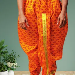 SHIWAM ETHNIX Printed Pitambari Ready To Wear Silk Dhoti-picture-32