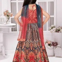 Sangria Girls Printed Thread Work Ready to Wear Lehenga & Blouse With Dupatta image 3