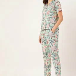 ETC Women Floral Printed Pure Cotton Night Suit image 5