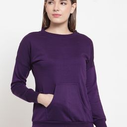 Belle Fille Women Purple Solid Sweatshirt-picture-9