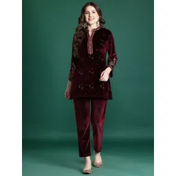 Cayman Floral Print Mandarin Collar Woollen Co-Ords image 4