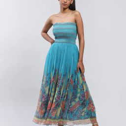 Label Ritu Kumar Blue Floral Tube Dress-picture-14