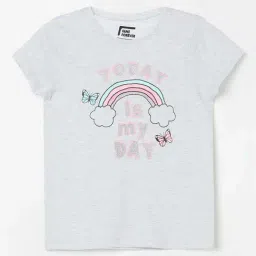 Fame Forever by Lifestyle Kids Grey Cotton Printed T-Shirt-picture-16