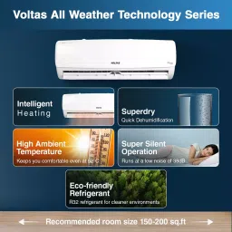 VOLTAS 2000 Kg (2 Ton) 3 Star Inverter Split AC 4503465 Vertis Elegant Series, White image 5