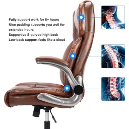CHAIRTECH Arm Adjustable Office Chair Leatherette Brown for Office & Professional Use image 2