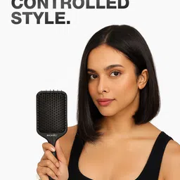 Ikonic Professional Pro Paddle Hair Brush Ionic Technology Heat Resistant - Black image 4