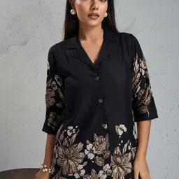 Chandanicollection Women Floral Printed Regular Pure Cotton Kurti with Trousers image 3