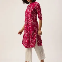 Amukti Red Rayon Floral Kurti image 4