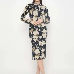 Madame Black Regular Fit Floral Print Dress-picture-44