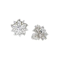 Sparkles Lab Grown Diamond 0.91 Carat Round Flower Stud Earrings image 2