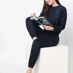 Sweet Dreams Navy Printed Top Pyjama Set image 3