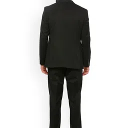 louis philippe Louis Philipe Men Black Solid Regular-Fit Single-Breasted Suit image 5