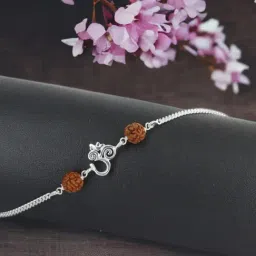 Taraash 92.5 Sterling Silver Pure Om Rakhi for Men-picture-25