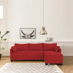 Trevi Duke Red Fabric & Neem Wood 6 Seater RHS Sectional Sofa-image-43