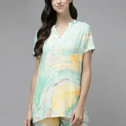 Prakrti Green Printed Top Short Pant Set-image-58