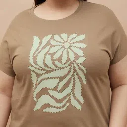 Nexus By Lifestyle Medium Brown Cotton Regular Fit Printed Plus Size T-Shirt image 5